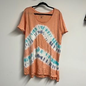The Sweatshirt Project Oversized Tye Dye Tee. Size 3X. Orange/White/Purple/Aqua.